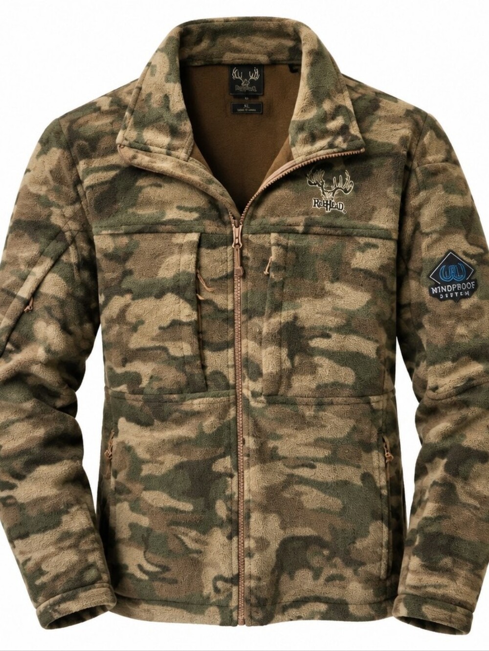 RedHead Men's Camouflage Fleece Jacket in Brown and Green Lg